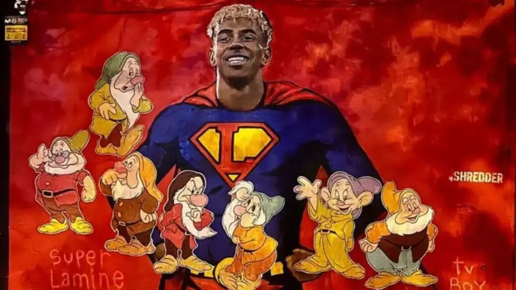 جدارية لامين يامال في برشلونة تثير الجدل بعد تخريبها