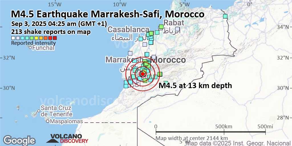 هزة أرضية بقوة 4,6 درجات نواحي مراكش
